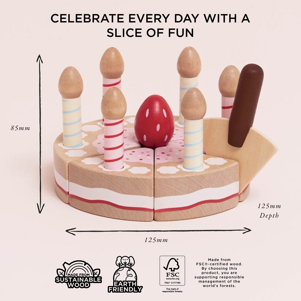 Le Toy Van - Sliceable Birthday Cake & Candles - 14pcs - Image 5
