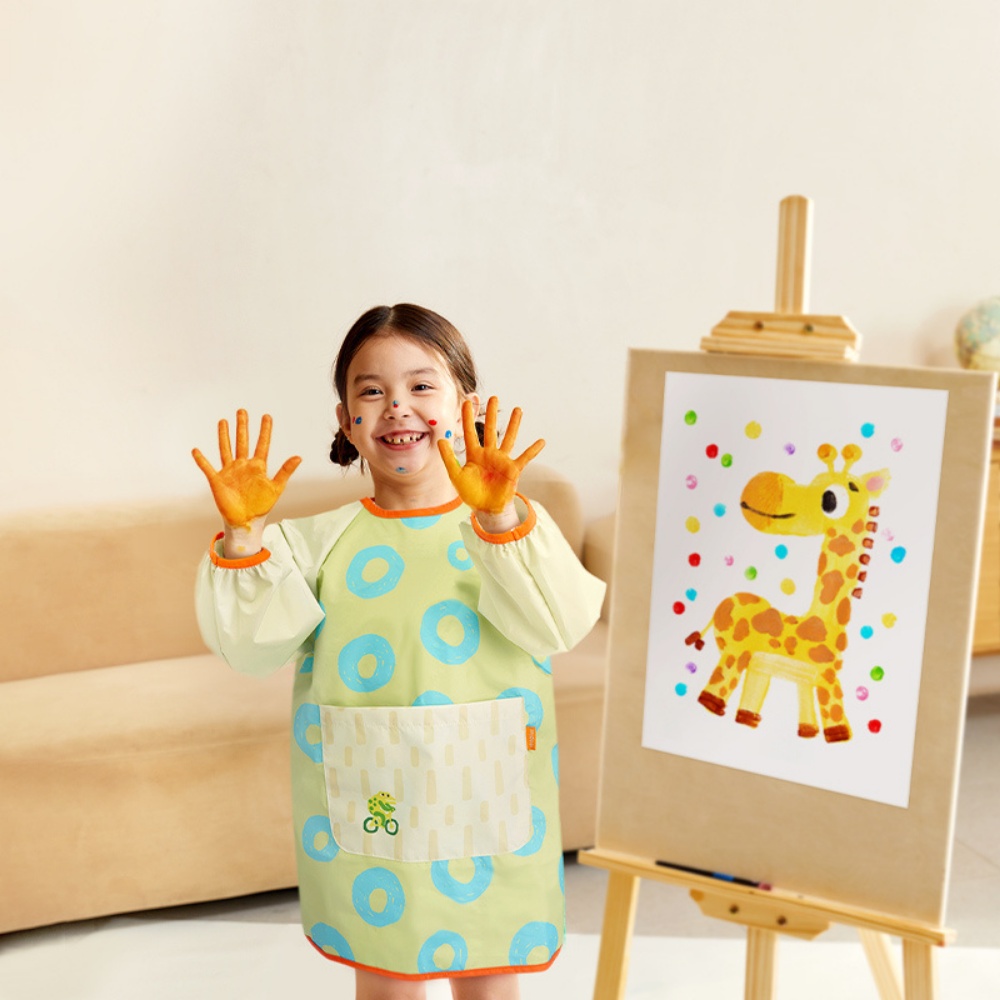 Mideer - Waterproof Art Smock: Kids Painting Apron - Lime Green - Image 3