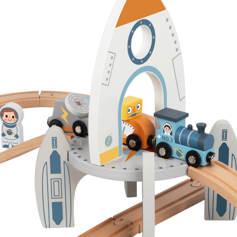 TookyToy - Wooden Space Station Train Toy Set - Image 2