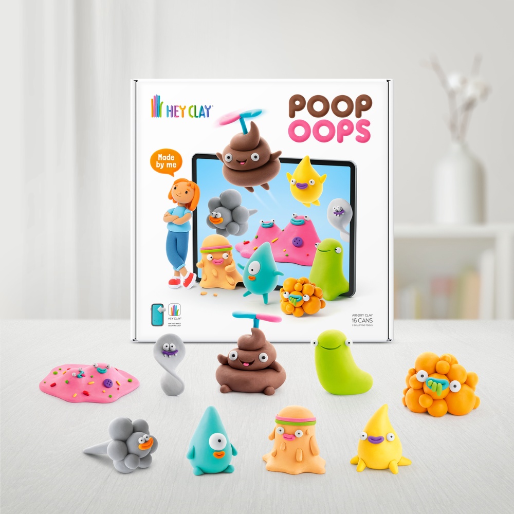 Hey Clay - Modelling Air-Dry Clay with Fun Interactive App - Poop Oops, 16 cans - Image 2