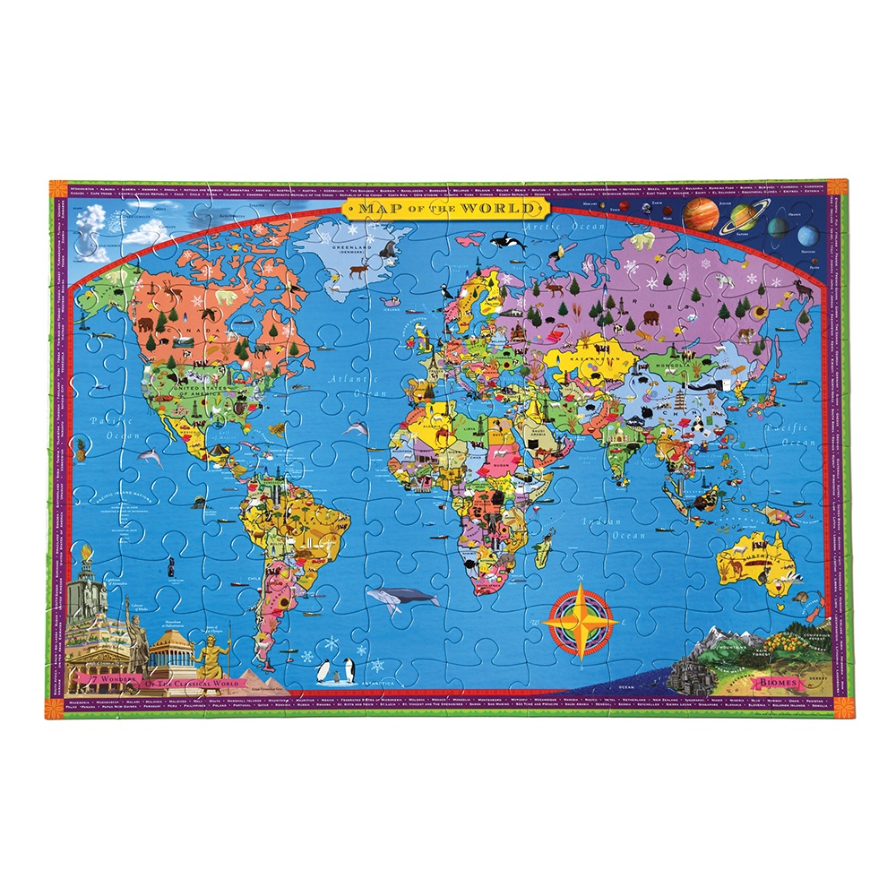 eeBoo - World Map 100 Piece Puzzle