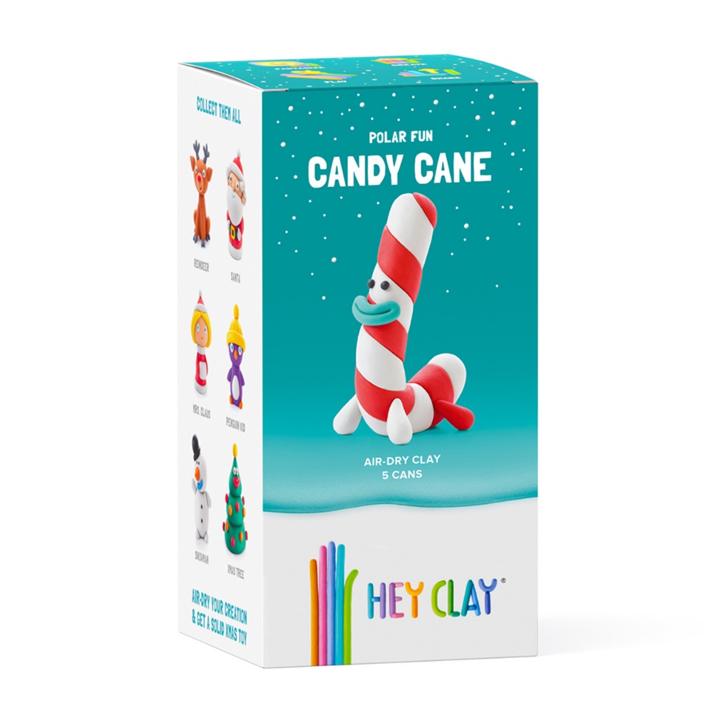 Hey Clay - Modelling Air-Dry Clay with Fun Interactive App - Candy Cane, Christmas Series, 5 cans - Image 6