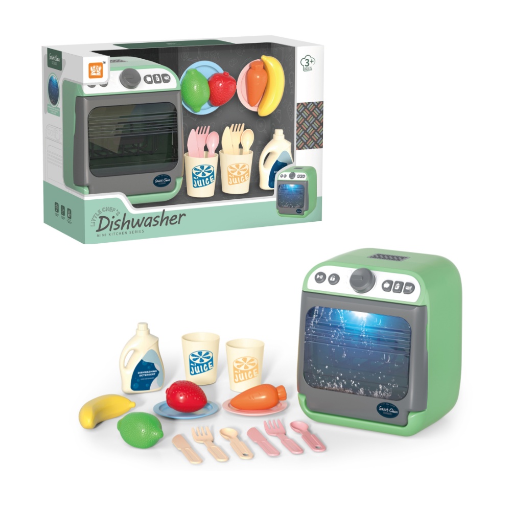 Pretend & Play Dishwasher Set with Sound, Lights & Accessories - Green - Image 4