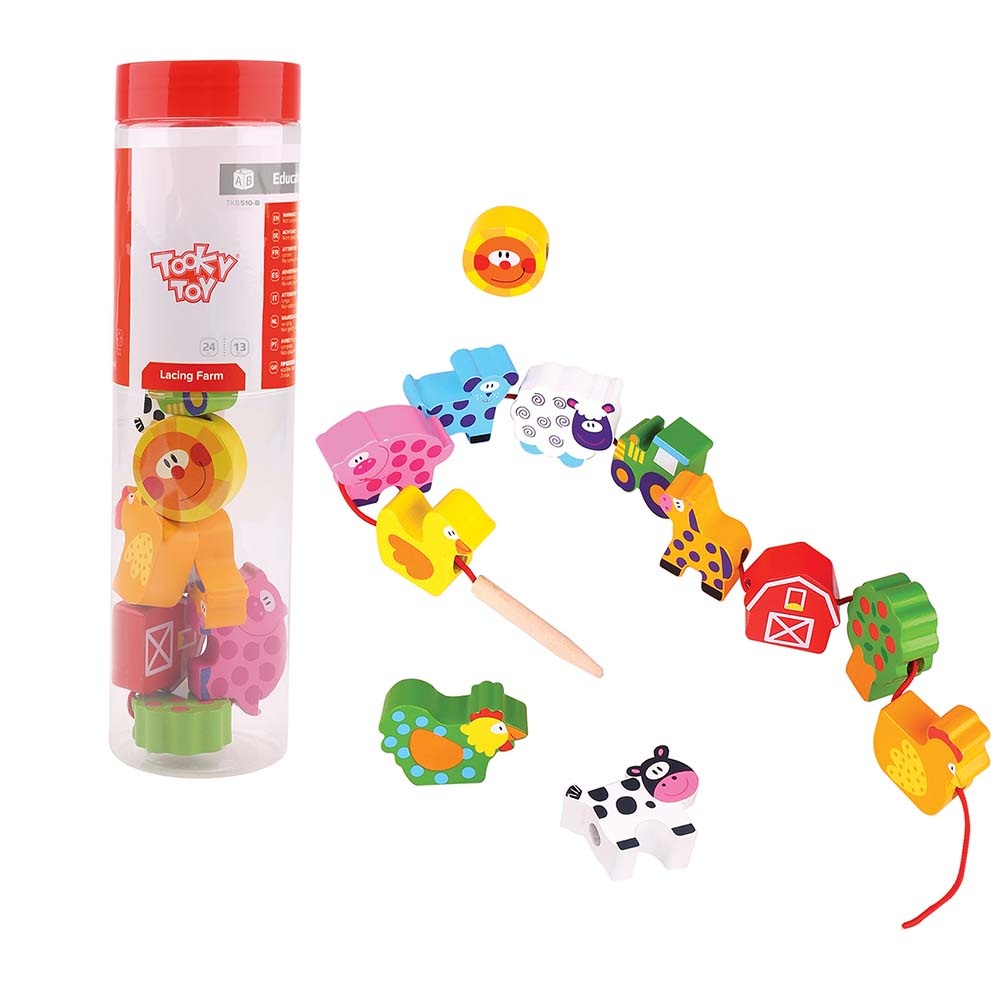 TookyToy - Fine Motor Lacing Blocks - Farm Animals Set - Image 4