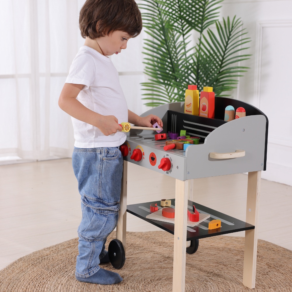 TookyToy - Pretend Play Wooden Braai Grill Toy Set - Image 4