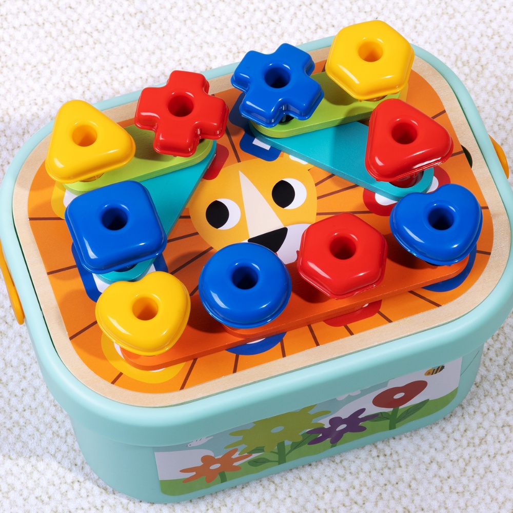 TookyToy - 3-in-1 Activity: Pegs, Gears & Lacing Fine Motor Toy for Kids - Image 4