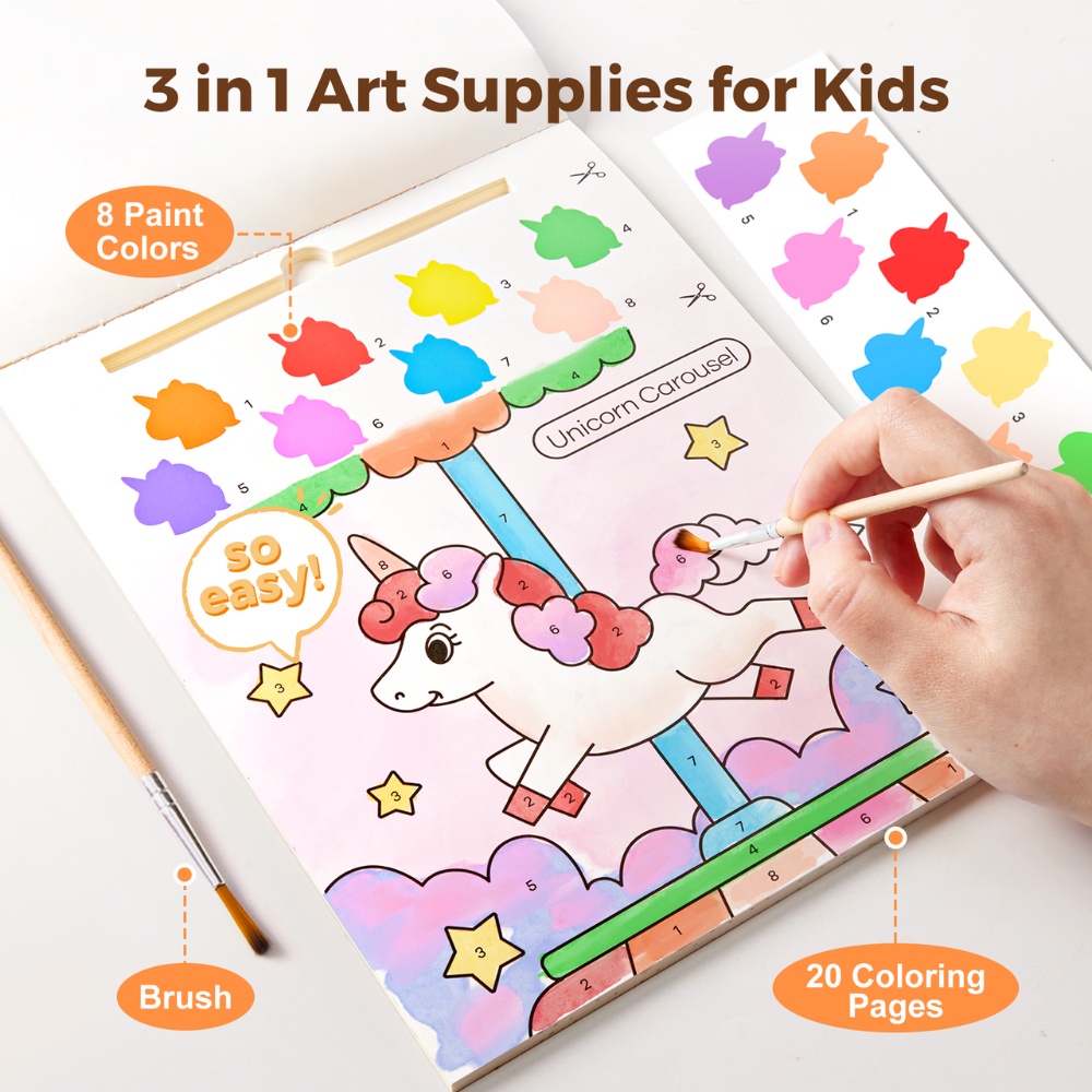 Jar Meló - Watercolour Painting Book - 20 Pages & Paint Brush - Unicorns - Image 5