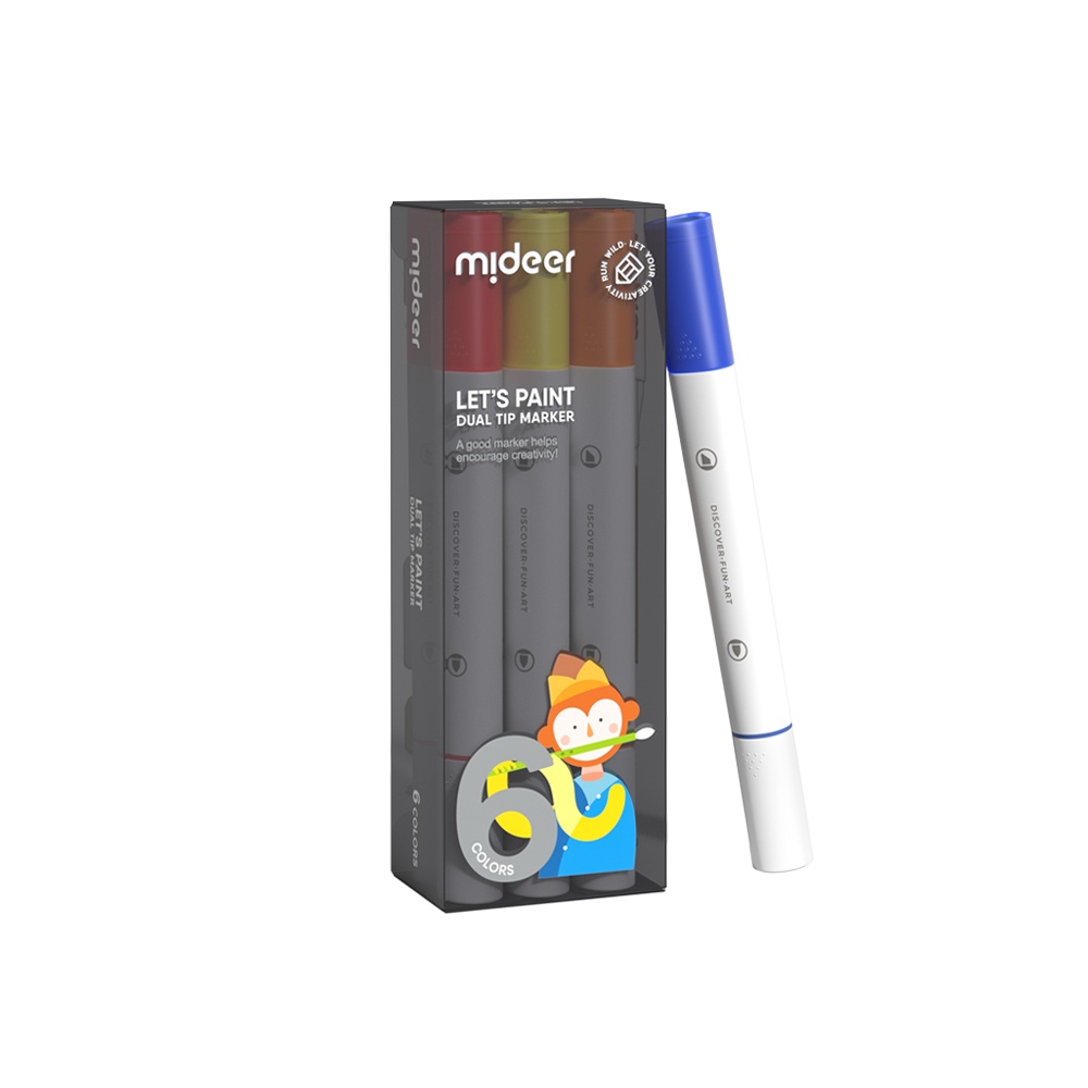 Mideer - Translucent Dual Tip Markers 6 Colours - Fine & Broad Tips