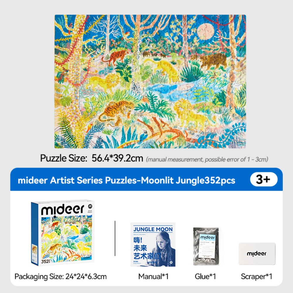 Mideer - Artist Puzzle: Jungle Moon - 352 Piece Illustrated Night Scene Jigsaw for Kids - Image 2