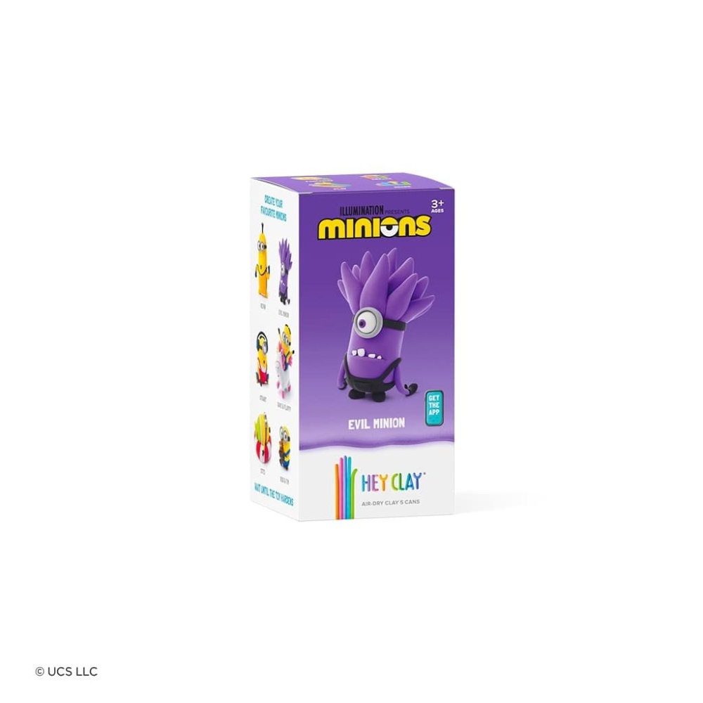 Hey Clay - Modelling Air-Dry Clay with Fun Interactive App - Evil Minion, Series Minions, 5 cans - Image 4