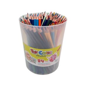 Toy Color - Junior Hexagonal Coloured Pencils - 3mm Lead Jar - 12 Colours - 84pcs