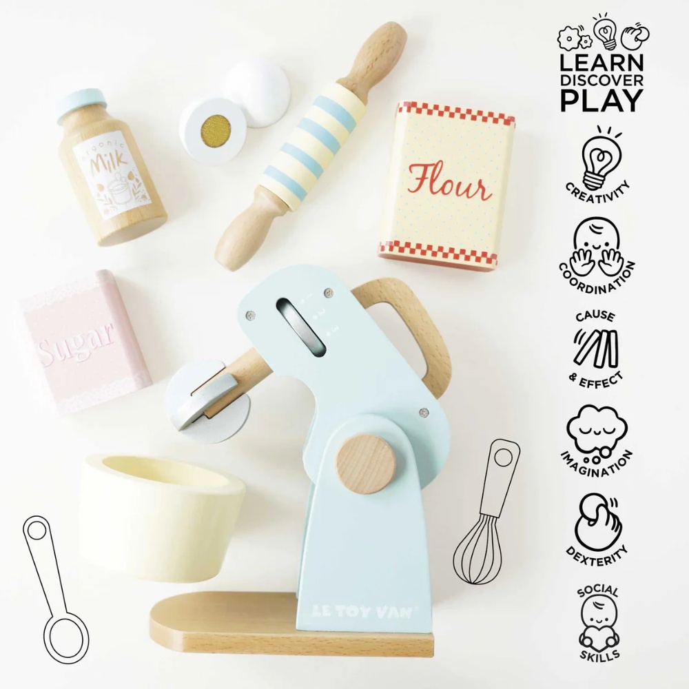 Le Toy Van - Wooden Bakers Mixer Set - 8pcs - Image 8
