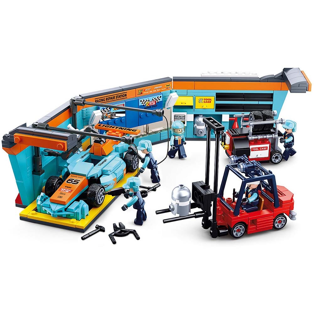 Sluban Building Set: Racing Team - F1 Race Team - Grand Prix Garage Set - 555pcs - Image 2