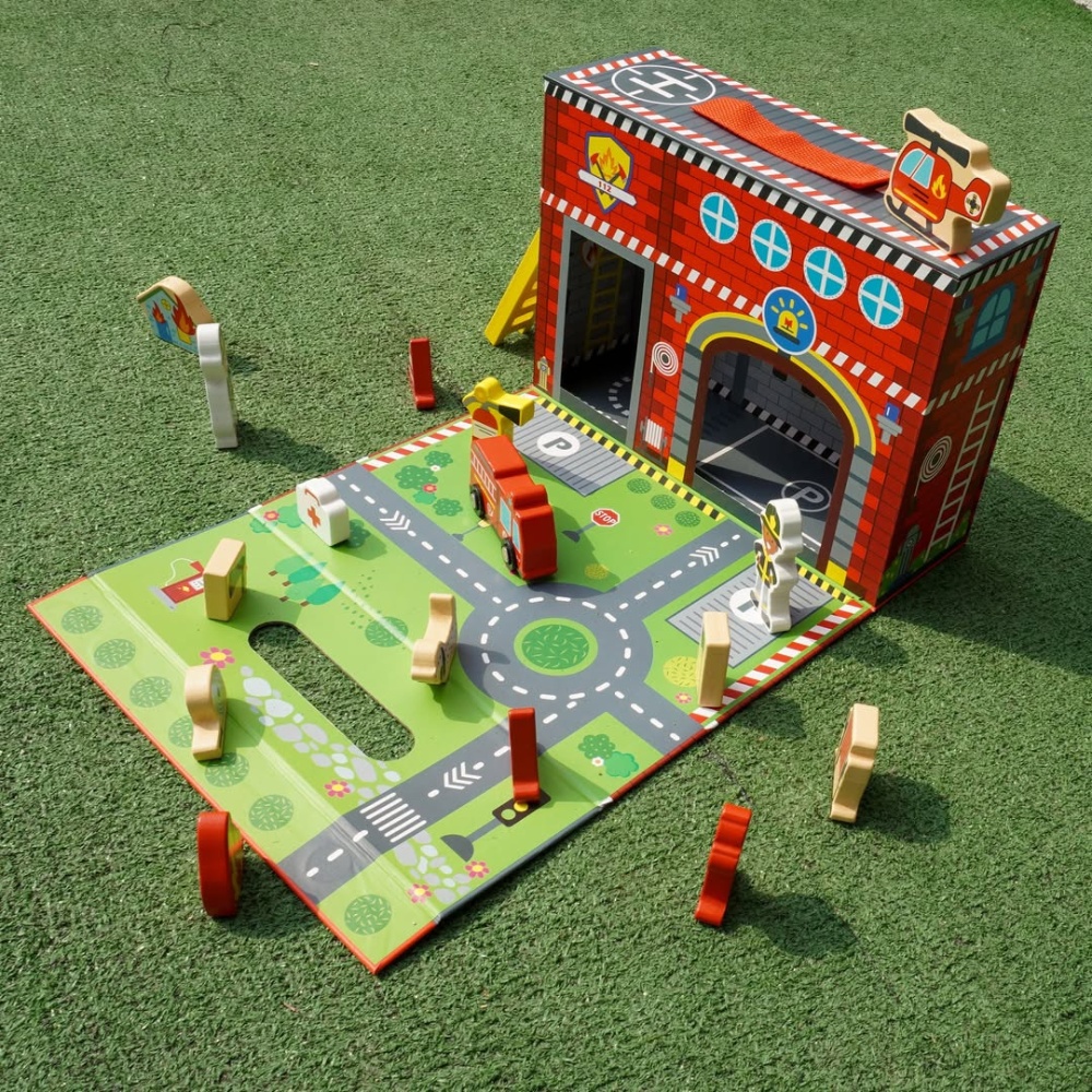 TookyToy - Pretend Play Story Box: Fire Station Toy Set - Image 2