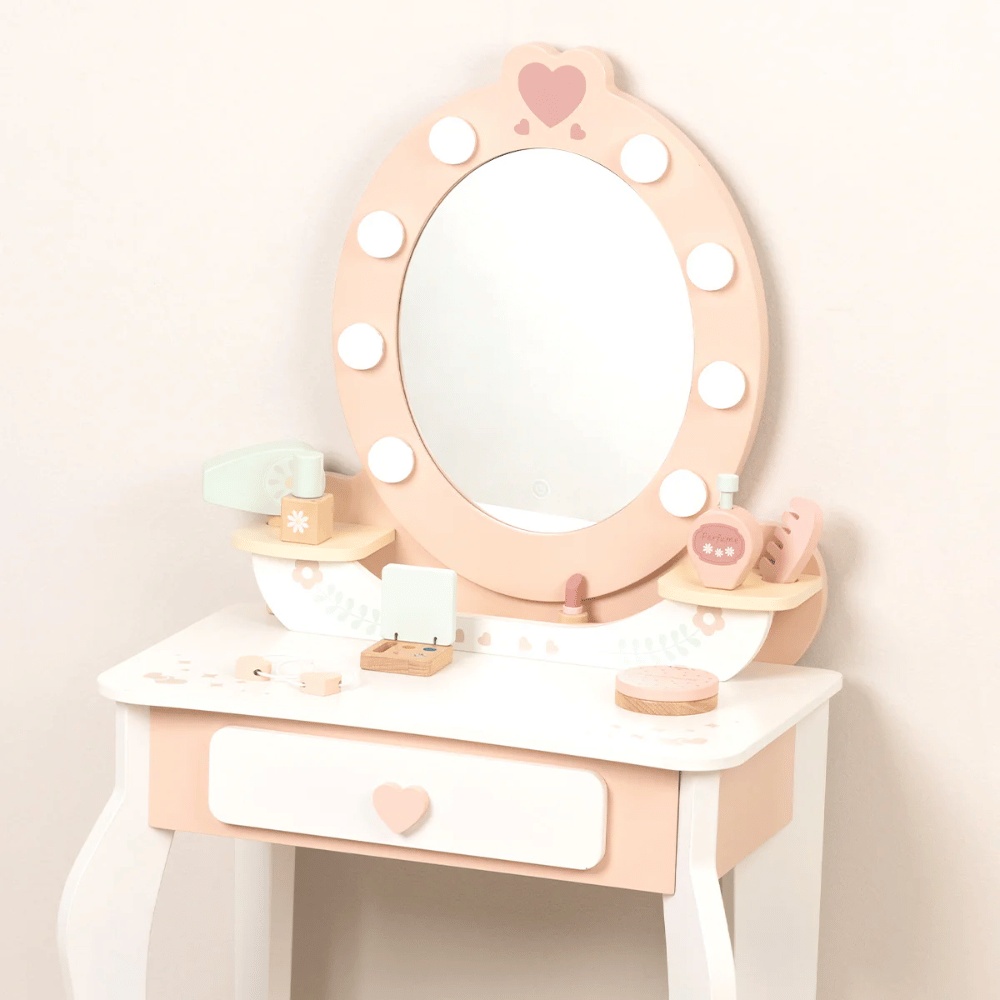 TookyToy - Wooden Vanity Table with Light-Up Mirror & Stool - Image 6