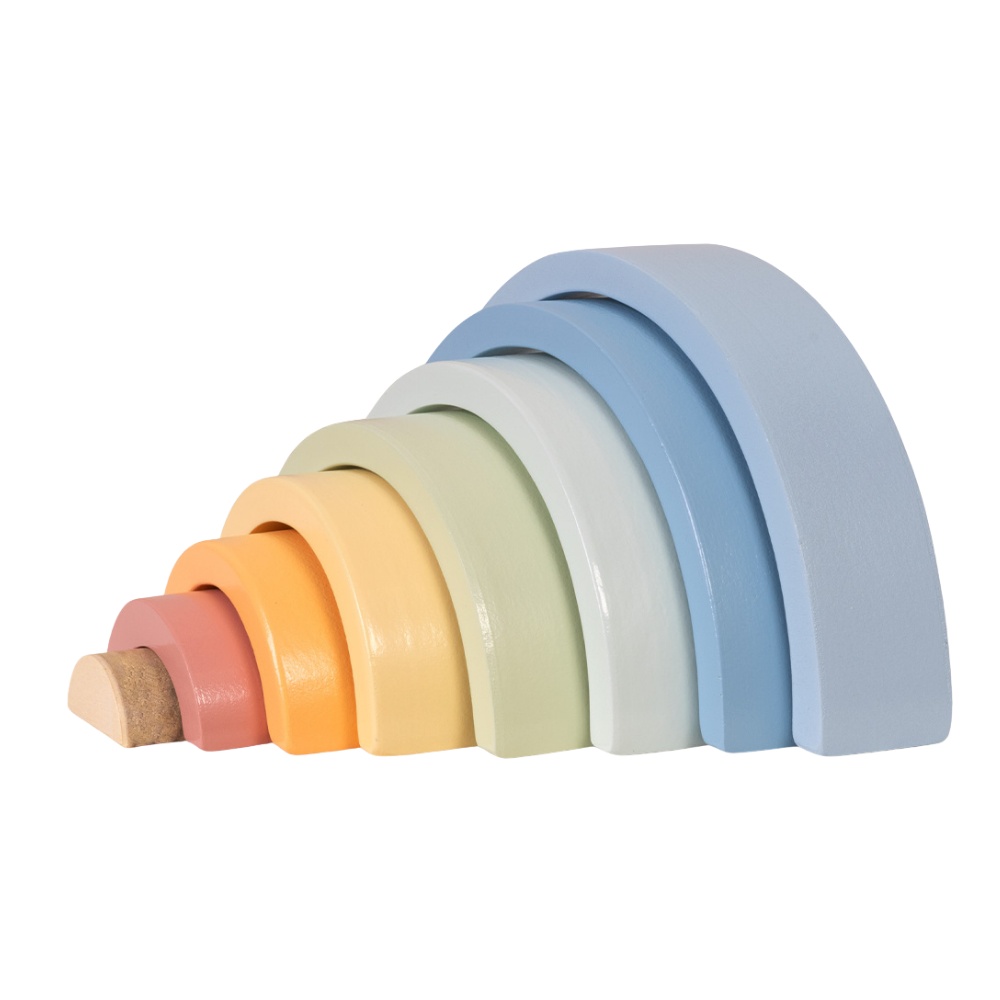 TookyToy - Pastel Rainbow Stacker - Wooden Ring Fine Motor Stacking Toy - Image 7