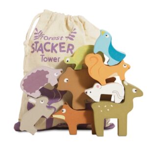 Le Toy Van - Wooden Woodland Stacking Forest Animals & Bag - 10pcs