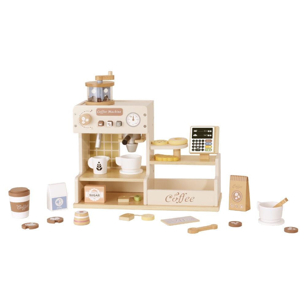 TookyToy - Pretend Play Wooden Cafe Coffe Shop Toy Set - 27 Pieces - Image 2
