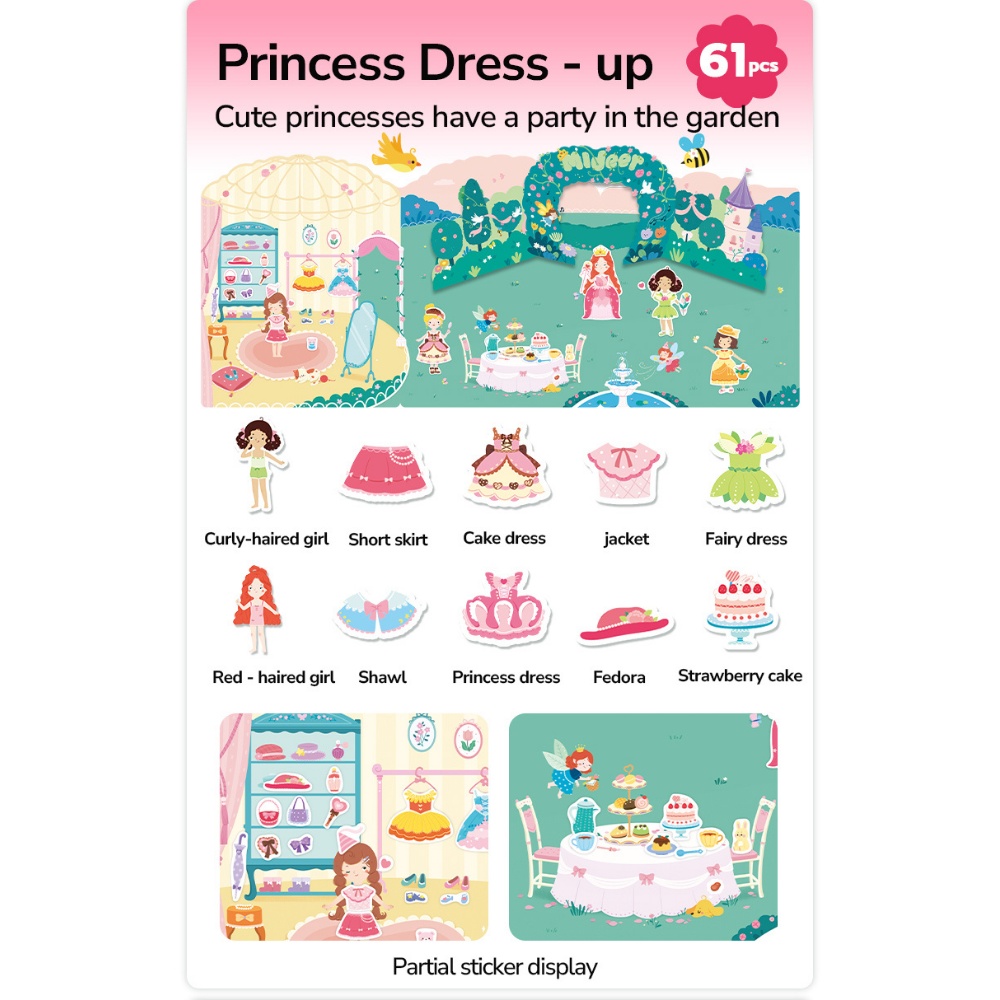Mideer - Reusable Jelly Sticker Set - Princess Dess-Up - 61pcs - Image 5
