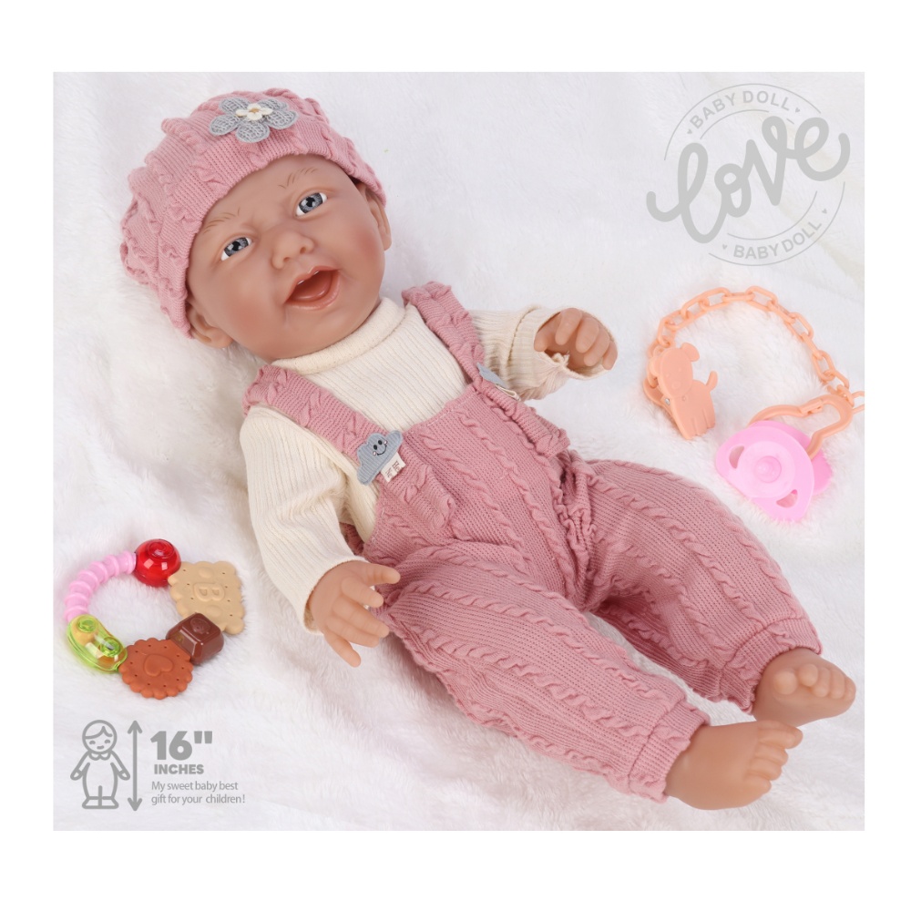 Baby Doll with Vinyl Body, Clothing, Pacifier & Rattle - 40cm - Image 4