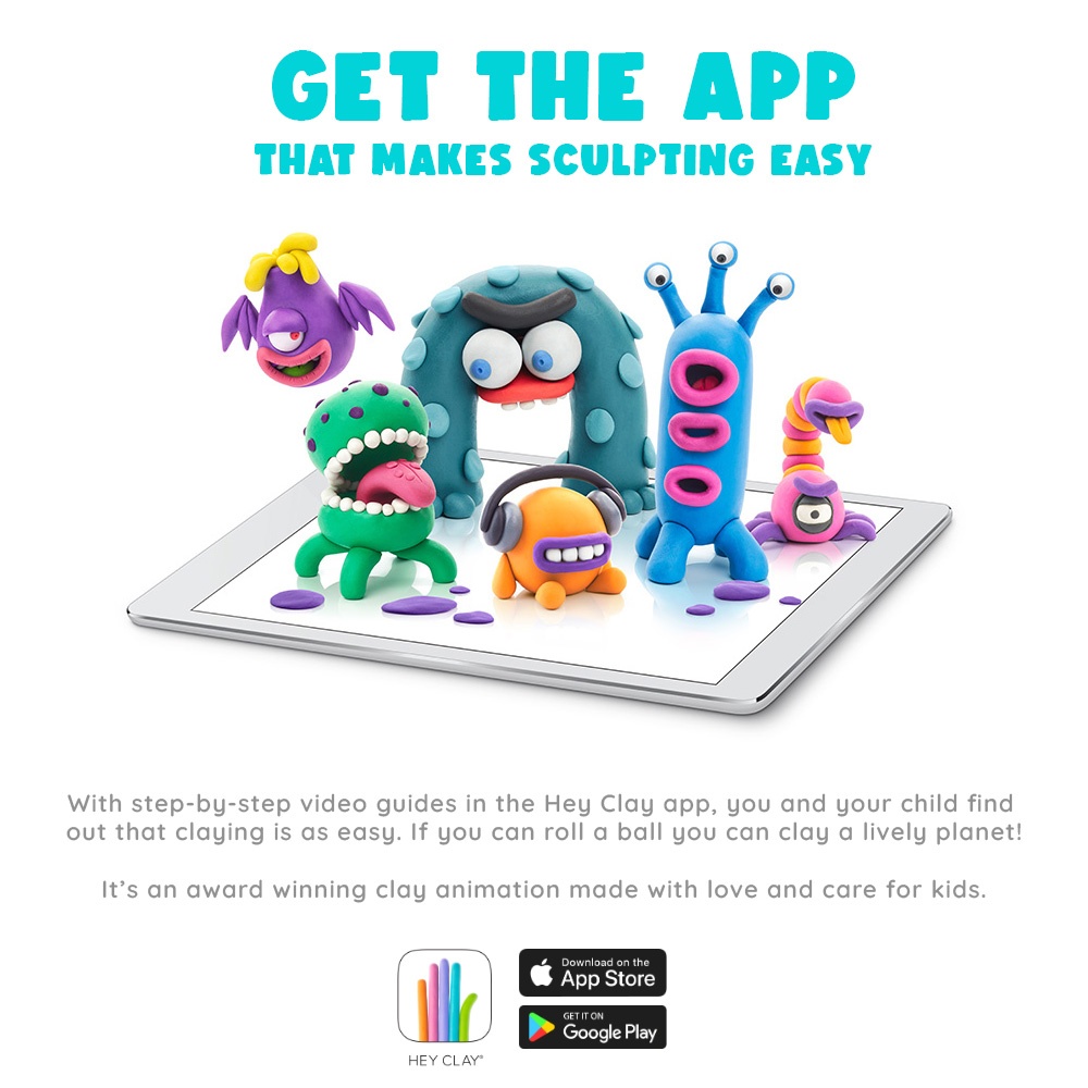 Hey Clay - Modelling Air-Dry Clay with Fun Interactive App - Burger, Trio, Scorpio, Series Aliens, 6 cans - Image 8