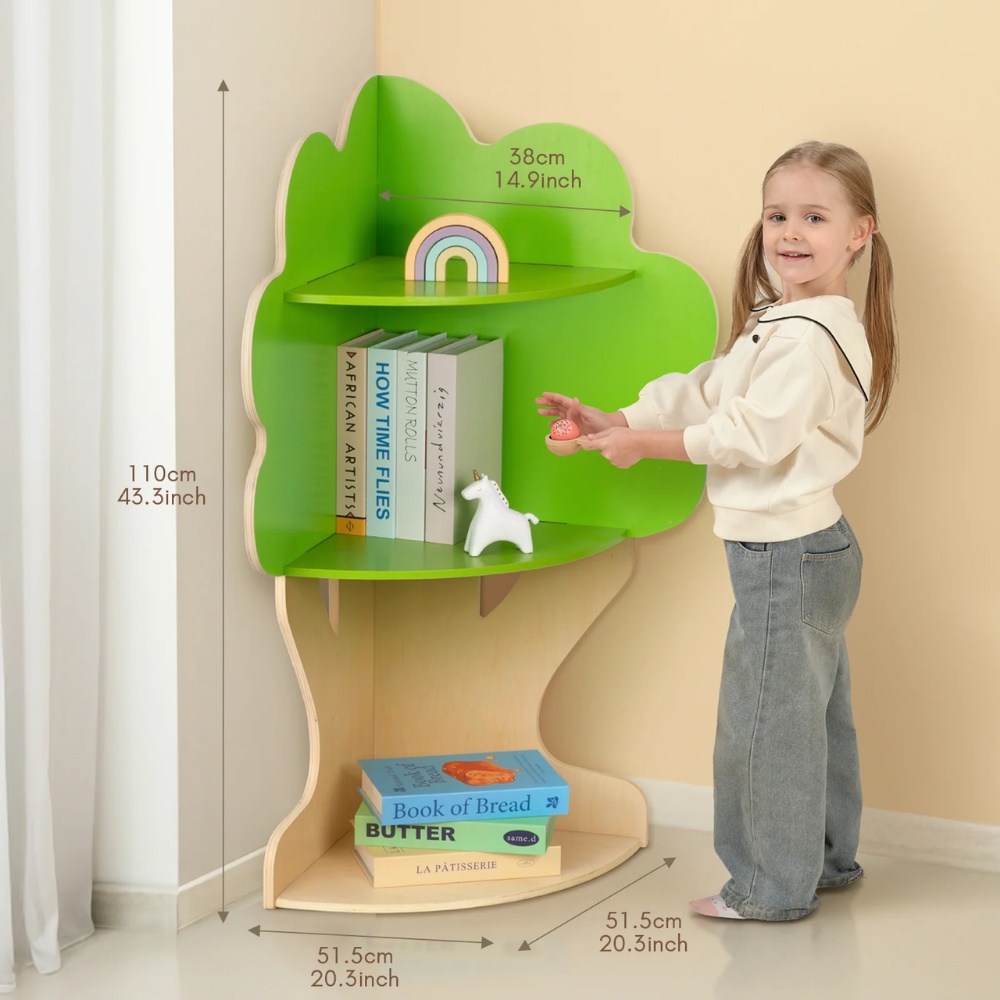 TookyToy - Tree Bookshelf for Kids Reading Nook, Corner Bookcase - Image 8