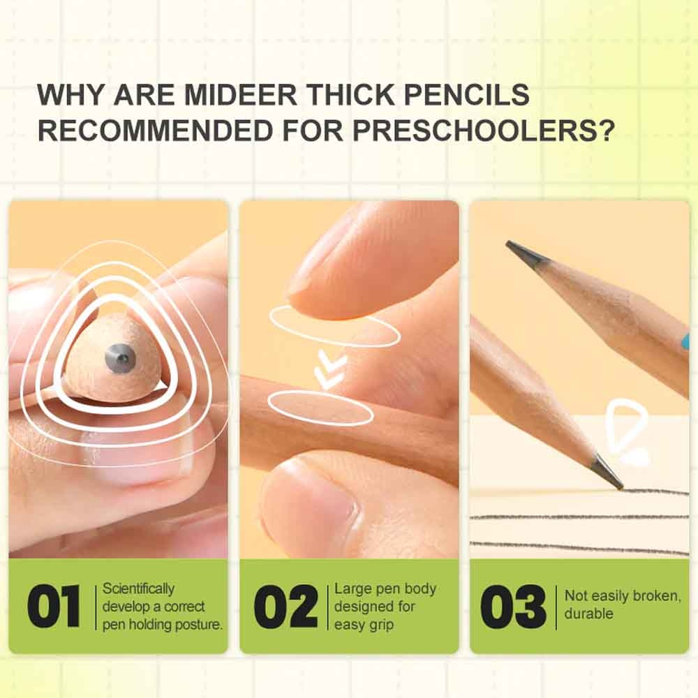 Mideer - Triangular HB Pencils 18-Pack - Correct Pencil Grip for for Early Writing - Image 3