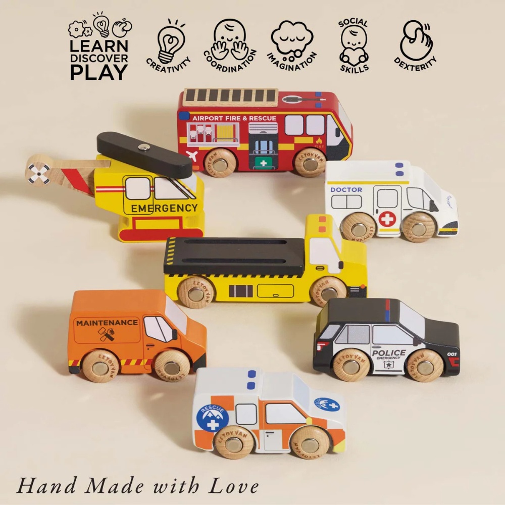 Le Toy Van - Wooden Emergency Helicopter & Rescue Toy Cars - Image 3