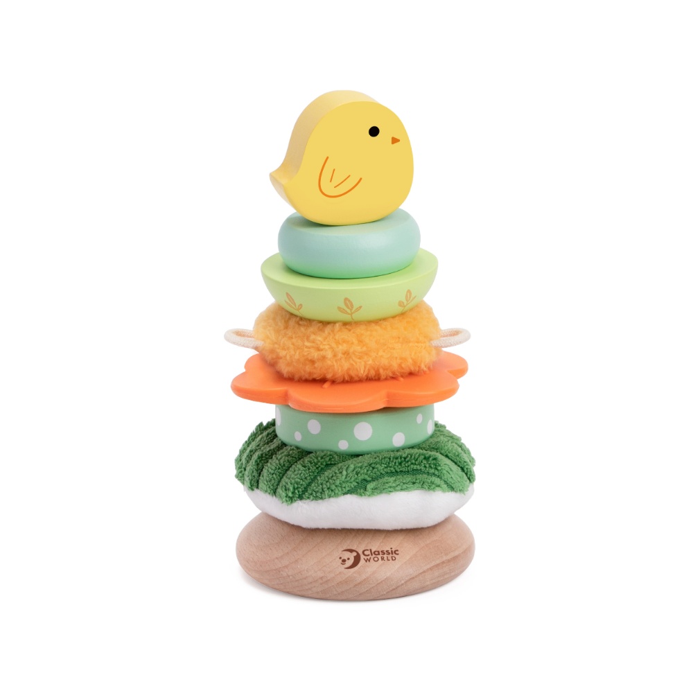 Classic World - Bird Tower Stacking Ring Toy for Babies