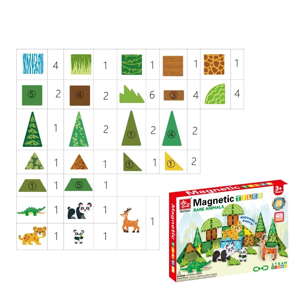 Magnetic Tiles - Wild Animals Set - 45 Pieces - Image 3