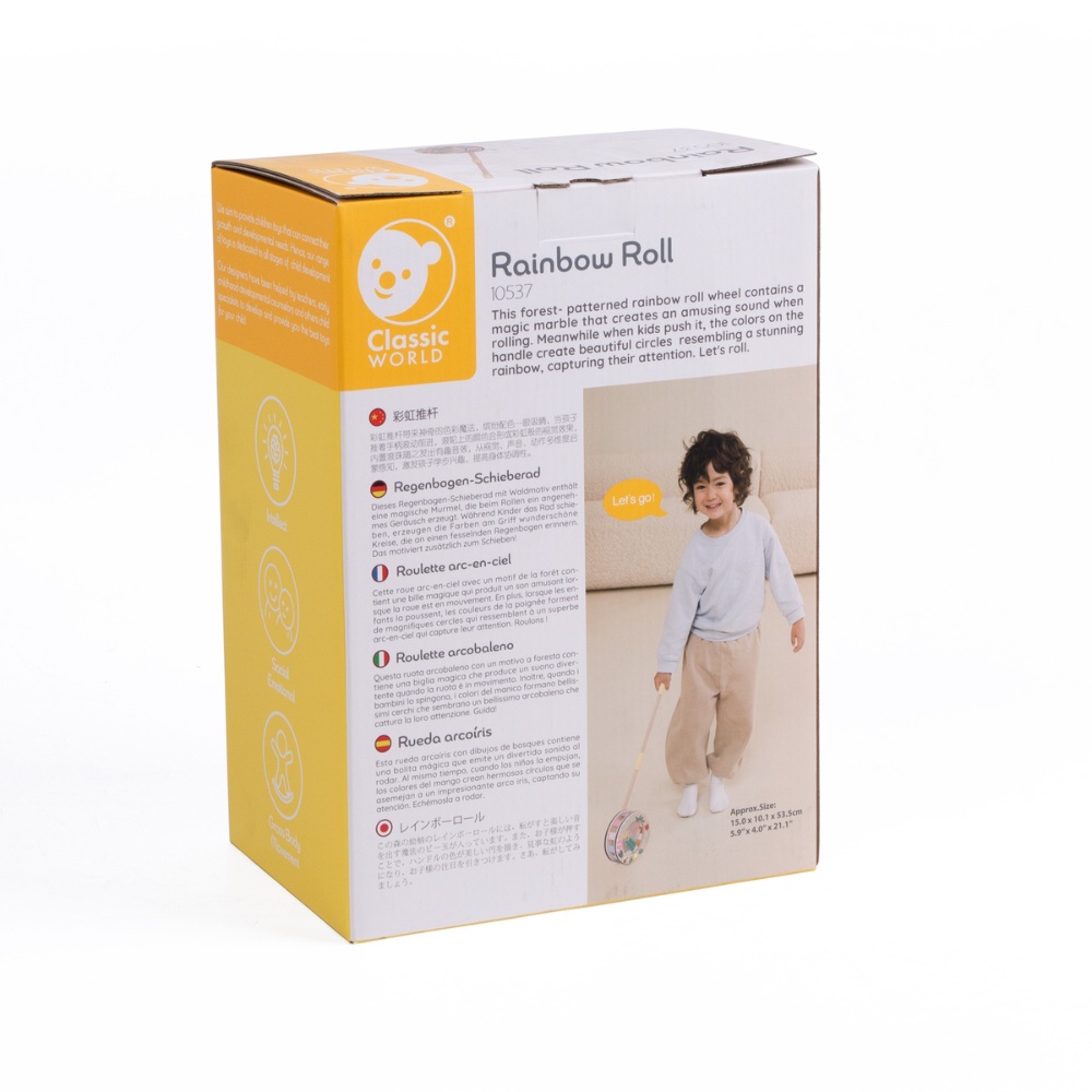 Classic World - Pull & Push Toy - Wooden Rainbow Roll - Image 9
