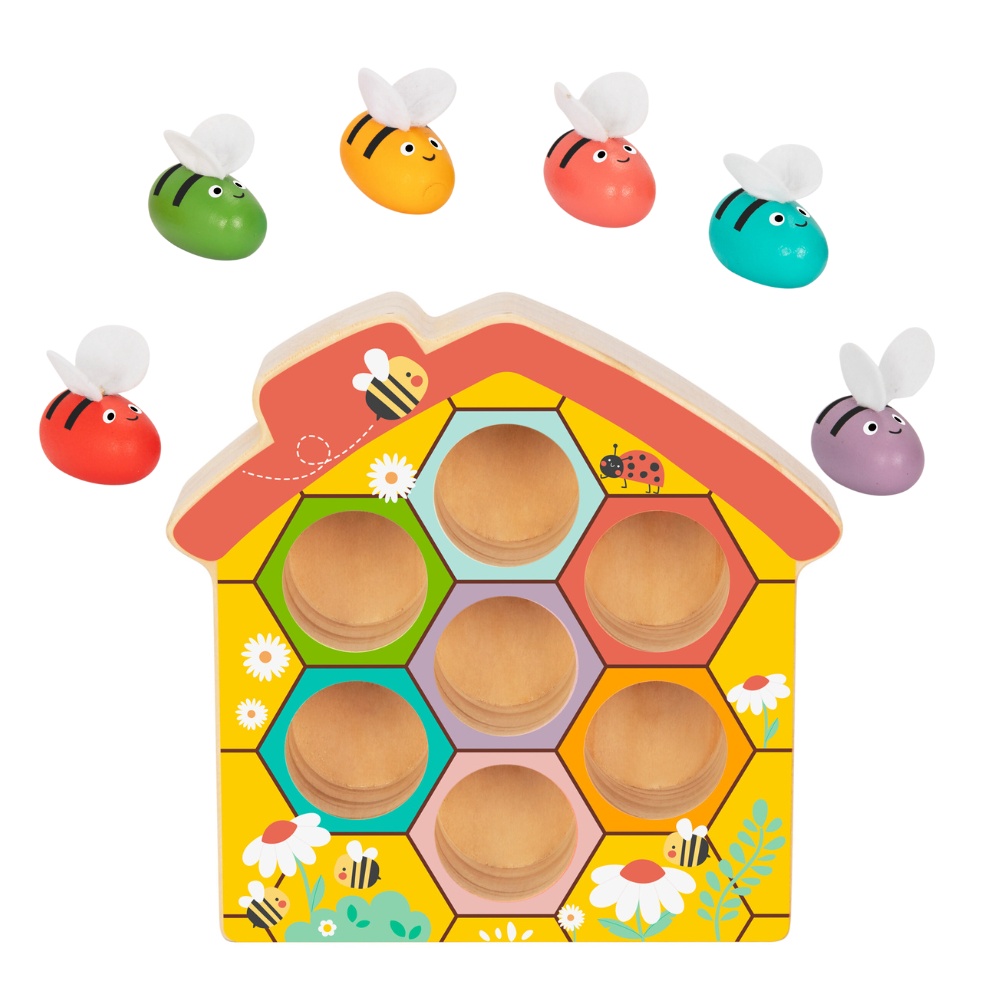 hi Pando - Wooden Color Sorter - Beehive Themed - 9pcs - Image 5