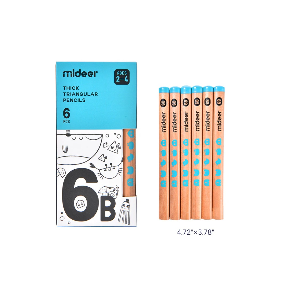 Mideer - Triangular 6B Pencils - 6 Thick Easy Grip Pencils for Early Writing - Image 4