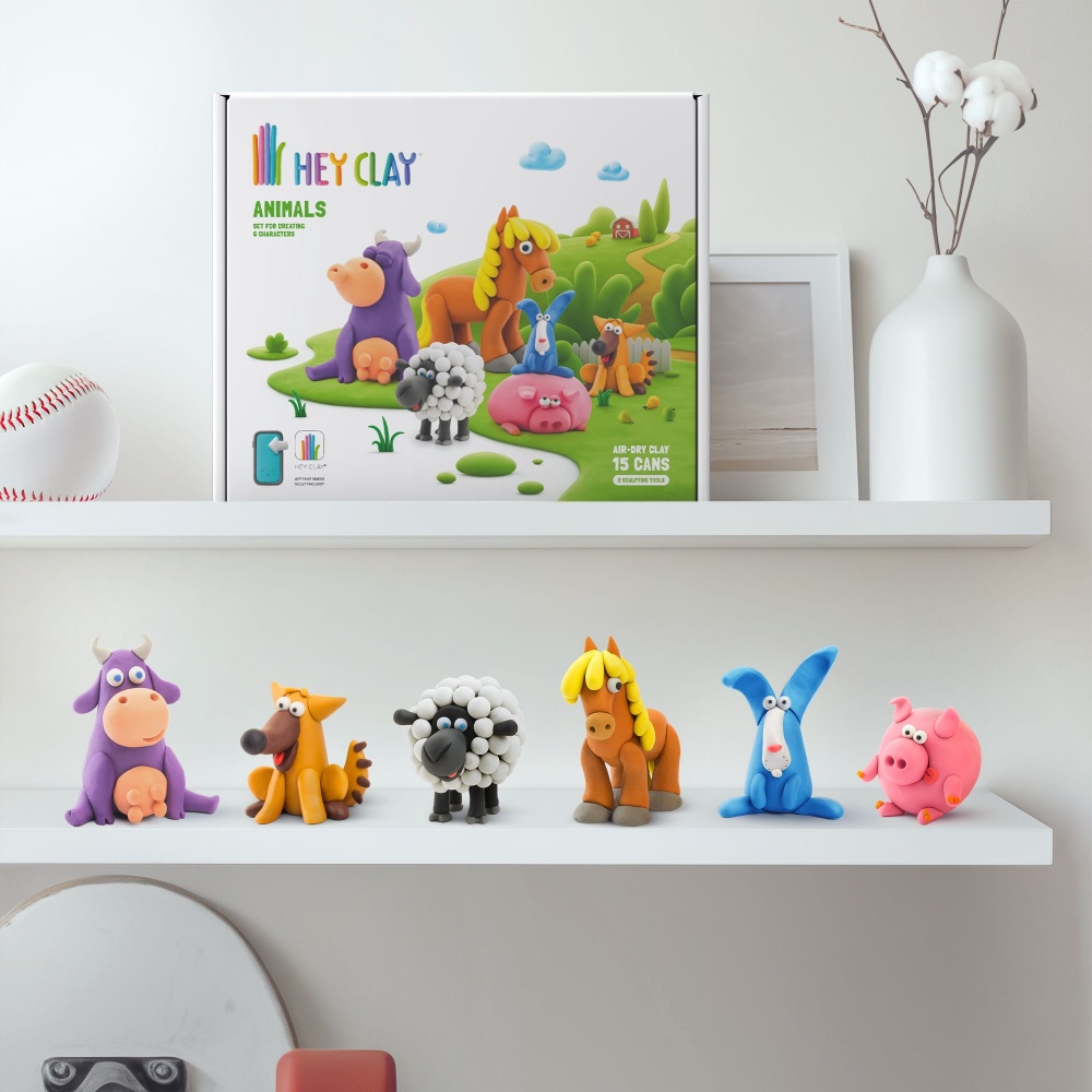 Hey Clay - Modelling Air-Dry Clay with Fun Interactive App - Animals, 15 cans - Image 2