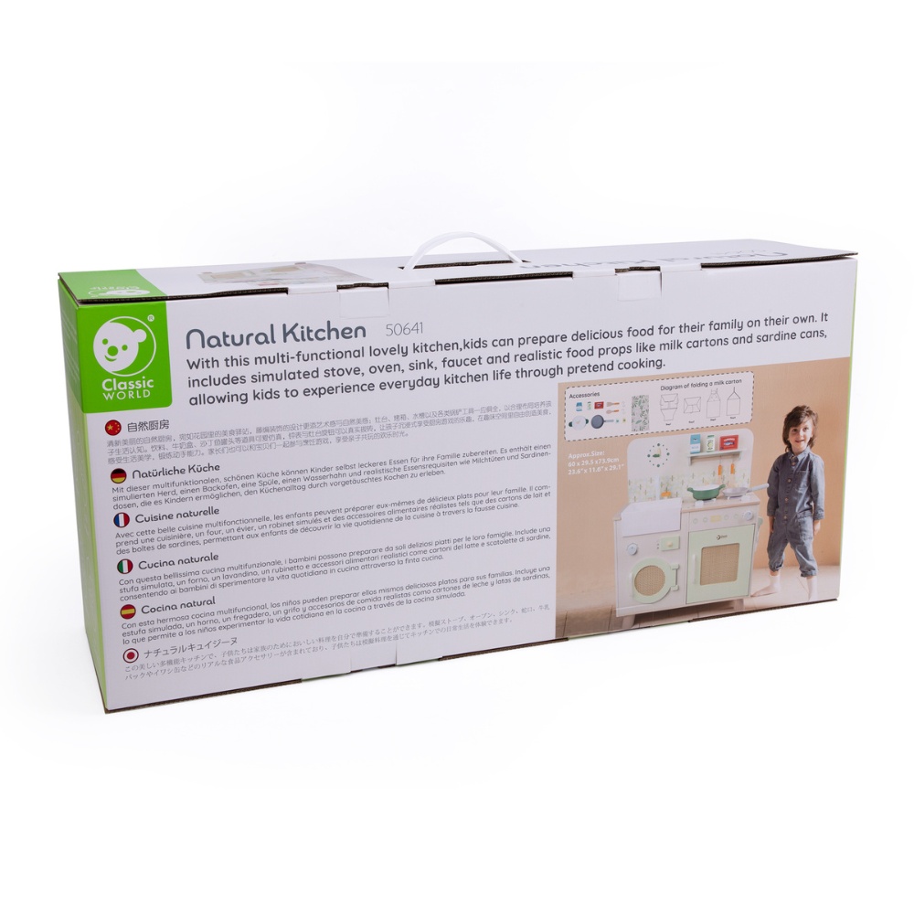 Classic World - Pretend & Play - Wooden Natural Kitchen - 16pcs - Image 8