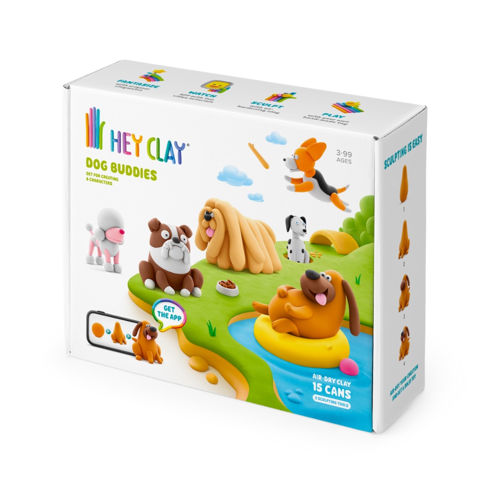 Hey Clay - Modelling Air-Dry Clay with Fun Interactive App - Dog Buddies, 15 cans - Image 3