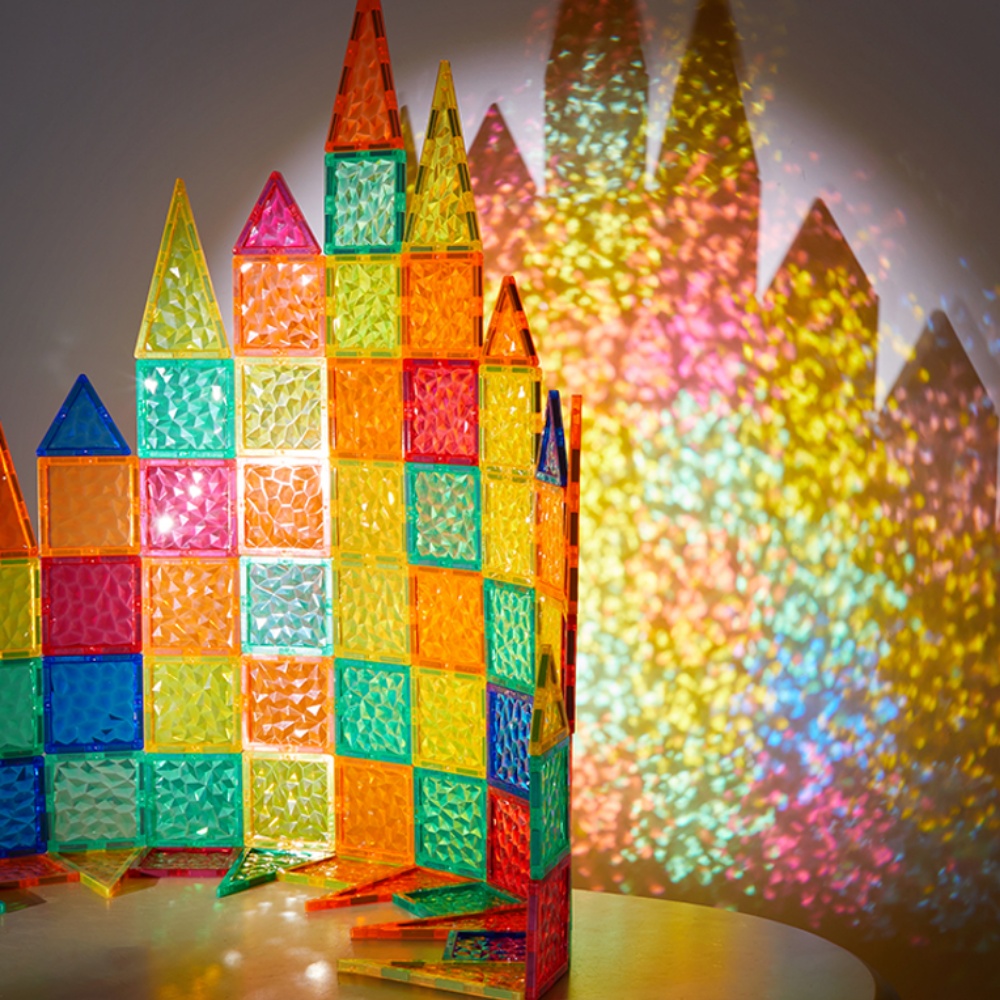 Mideer - Colourful Magnetic Tiles Building Set - Iridescent Rainbow - 90pcs - Image 6