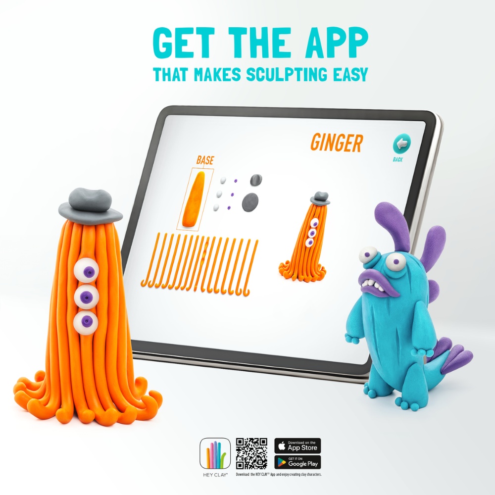 Hey Clay - Modelling Air-Dry Clay with Fun Interactive App - Beasts, 15 cans - Image 9