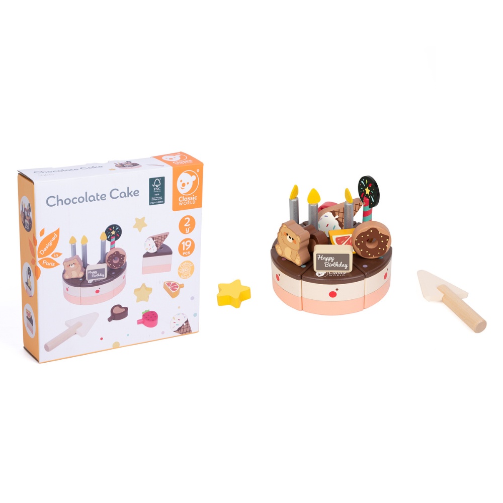 Classic World - Pretend & Play - Chocolate Birthday Cake - 19pcs - Image 6