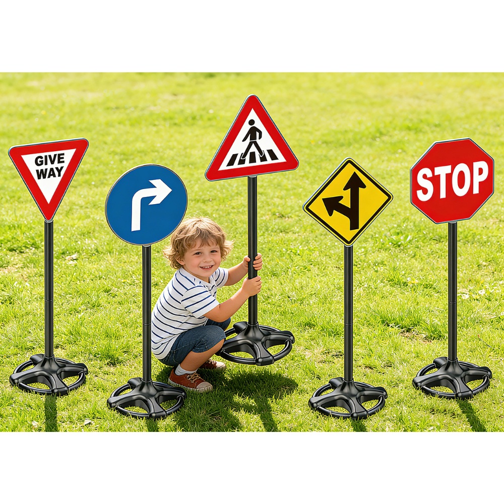 Pretend & Play Road Signs Set of 5 - Road Safety Role-Play Accessory - Image 2