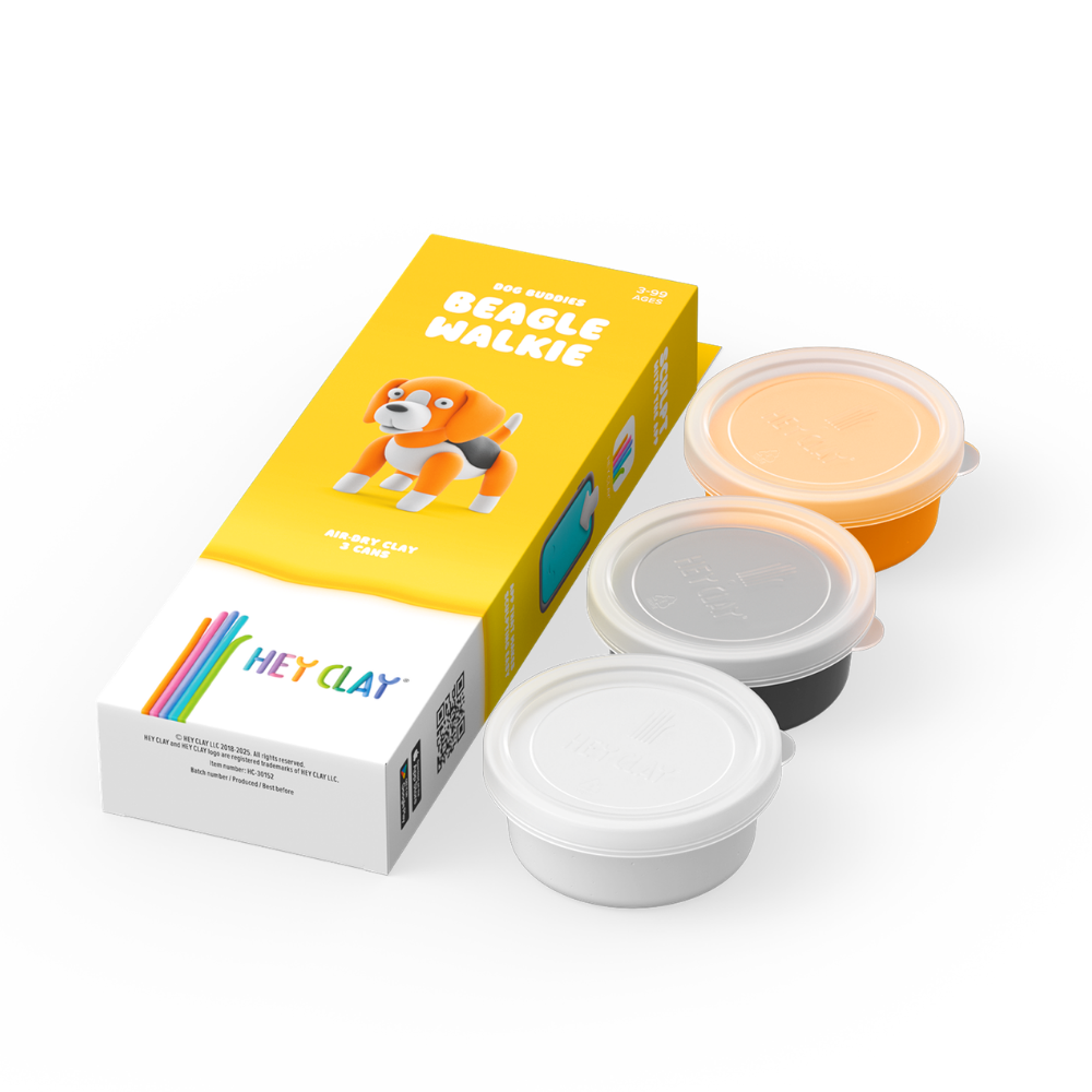 Hey Clay - Modelling Air-Dry Clay with Fun Interactive App - Beagle Walkie, Series Dog Buddies, 3 cans - Image 4