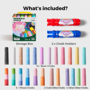 Jar Meló - Sidewalk Giant Chalk with Holders - 48 Rainbow Colours