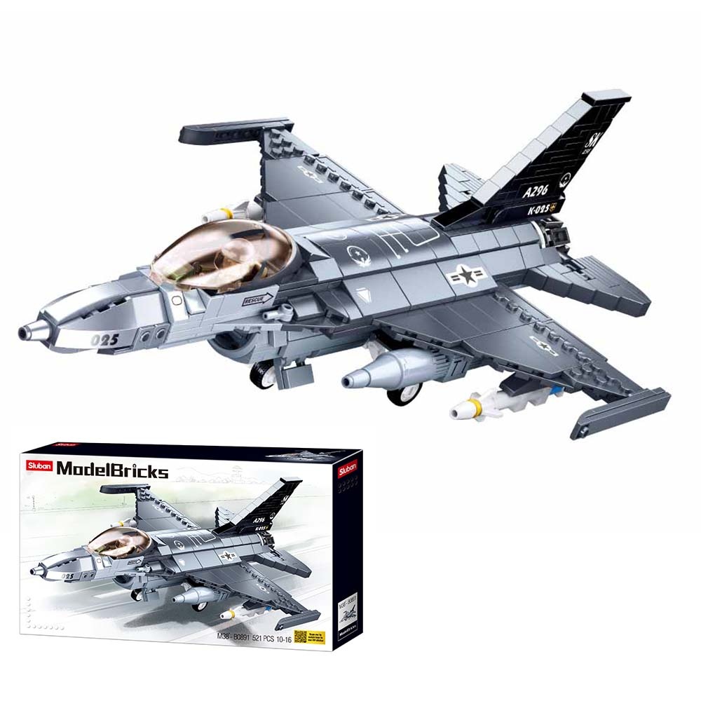 Sluban Building Set: Model Bricks - F-16C Falcon Fighter - 521pcs - Image 3