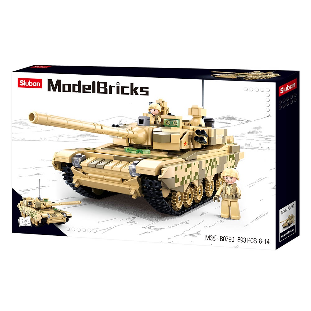 Sluban Building Set: Model Bricks - 99A Main Battle Tank 2 in 1 - 893pcs