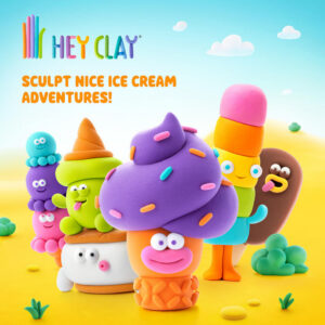 Hey Clay - Modelling Air-Dry Clay with Fun Interactive App - Scoopanauts, Series Nice Ice Cream, 3 cans