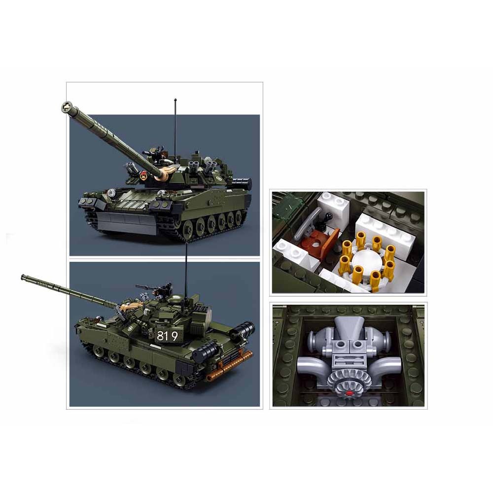 Sluban Building Set: Model Bricks - 1/35 T-80BVMs Main Battle Tank - 798pcs - Image 2