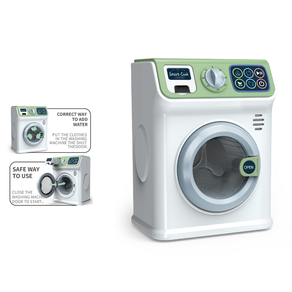 Pretend & Play Washing Machine with Sound and Spinning Action - Green - Image 2