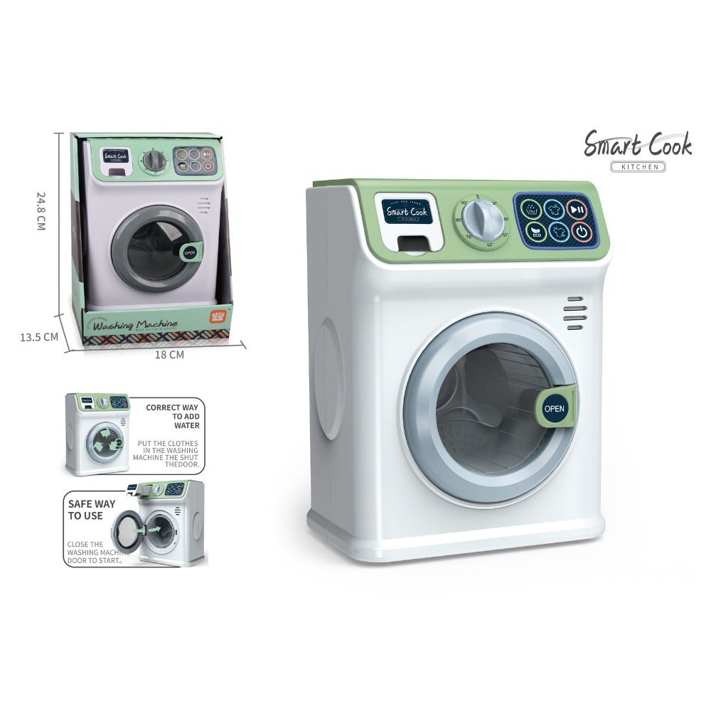 Pretend & Play Washing Machine with Sound and Spinning Action - Green - Image 3