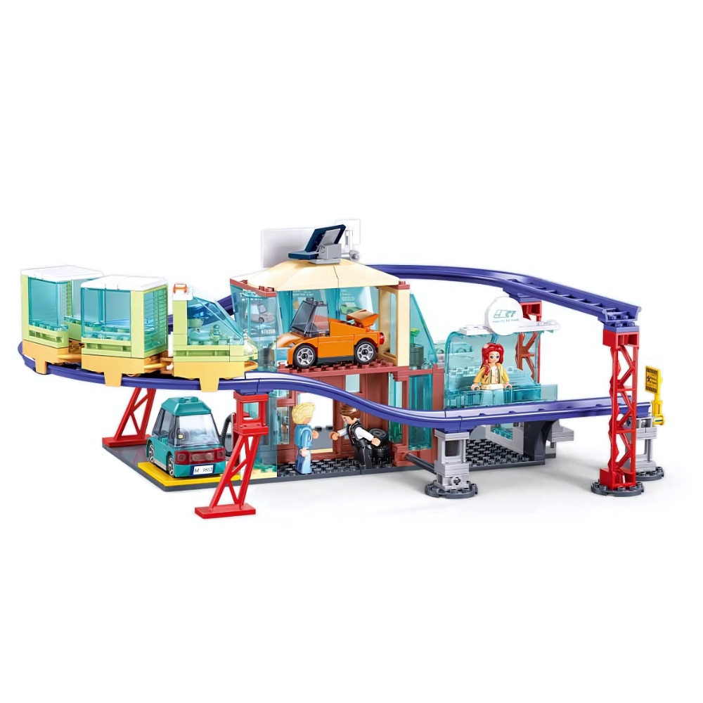 Sluban Building Set: Metropolis - Electric Bus & E-Car Store - 379 Pieces - Image 3