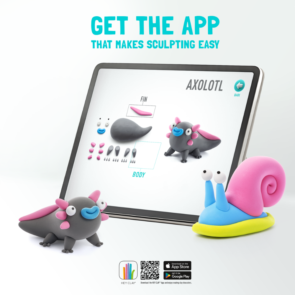 Hey Clay - Modelling Air-Dry Clay with Fun Interactive App - Turtle, Series Exotic Pets, 3 cans - Image 4
